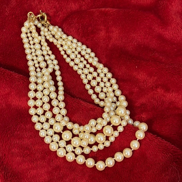 Multi strand faux pearl necklace